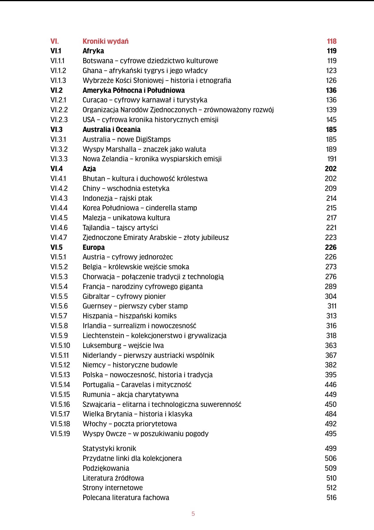 Table of contents 5
